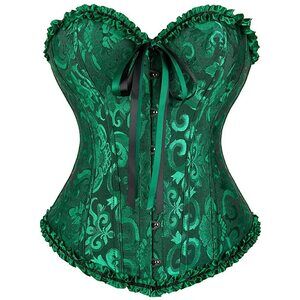 8957 Black and Green Corset - Bustier Shapewear Lingerie - Strapless